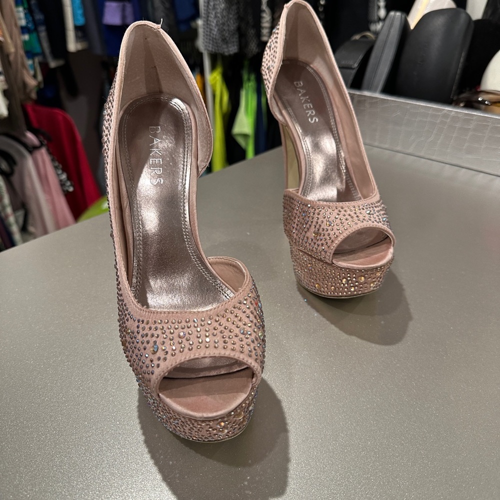 Ladies crystal encrusted platform shoes